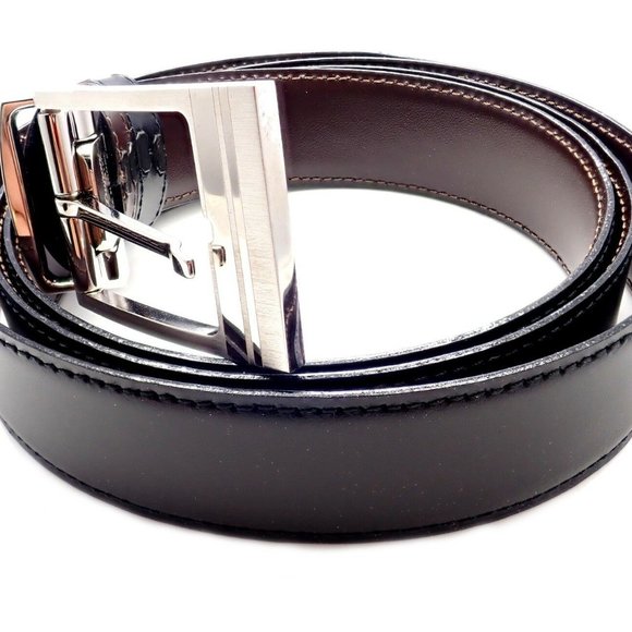 Authentic S. T. Dupont Black Leather Palladium Belt w/ Box + Card 47" - Picture 4 of 7